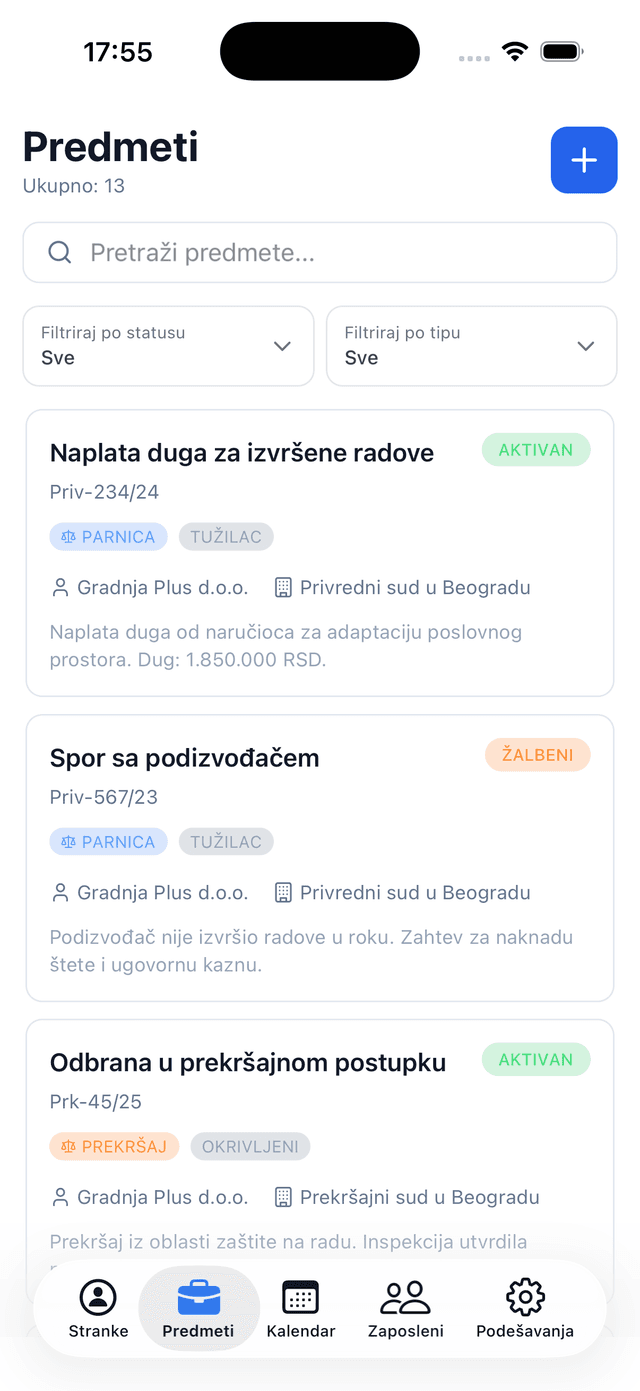 Upravljanje bazom predmeta